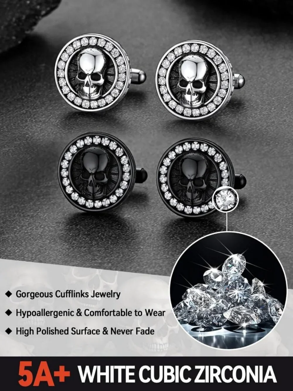 Viking-Inspired Stainless Steel Cufflinks & Shirt Studs Set - Perfect Gift!